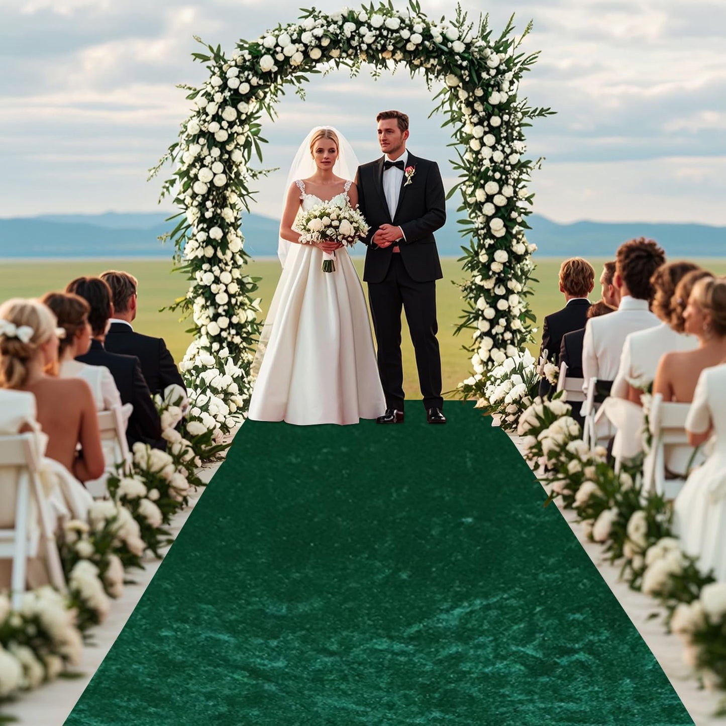 MODFUNS Emerald Green Aisle Runner for Wedding Ceremony 4FTx20FT Wedding Runner Aisle Indoor Velvet Carpet Runway Rug Modern Bridal Walkway Aisle Floor Runner for Weddding Banquet Graduation