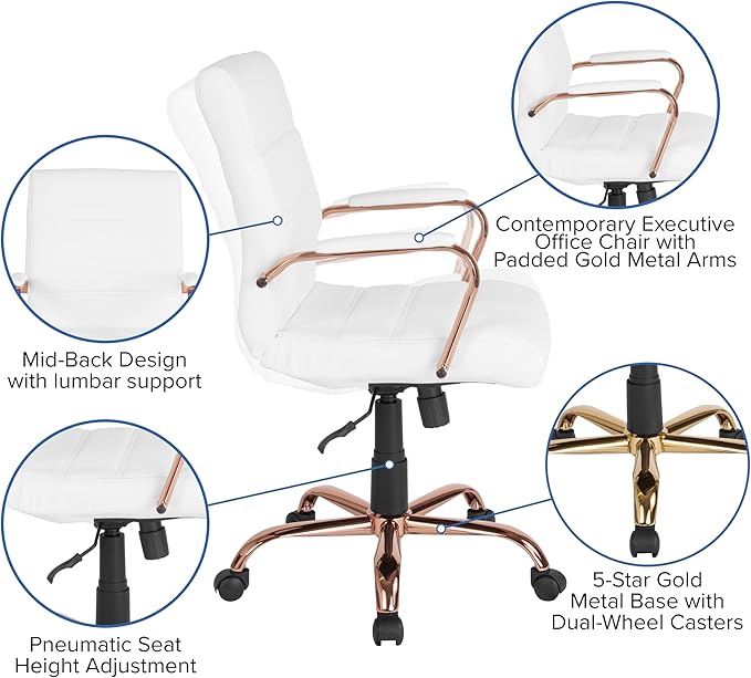 Flash Furniture Whitney Mid-Back Swivel LeatherSoft Desk Chair - Image 10