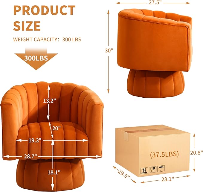 Swivel Accent Barrel Chair Set of 2- Cute Comfy Small Round 360° Arm Chair - Image 2
