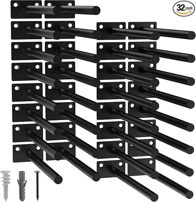 LEOPO Black 32-Pack 8 inch Floating Shelf Brackets, Hidden Shelf Bracket by FinestHomeDecor