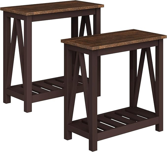 ChooChoo Farmhouse End Table, Rustic Vintage Narrow End Side Table by ChooChoo