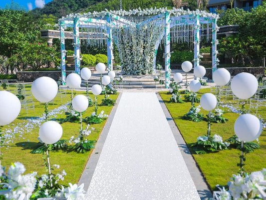 ShinyBeauty White Sequin Sparkle Wedding Aisle Runner 3FTx15FT Elegant Bridal Carpet for Indoor & Outdoor Ceremonies, Reusable Decor