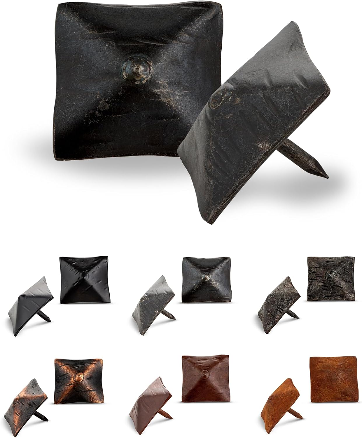 25 Pack 1.25" Square Head Iron Clavos Decorative Nails – Sealed Unfinished – Handmade Rustic Square Fasteners for Farmhouse Shutters, Barn Doors, Shutters, Gates – Ornamental Wood Accent