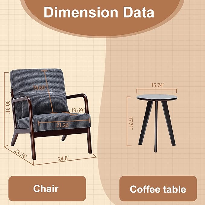 Beige Midcentury Modern Accent Chair - Image 2