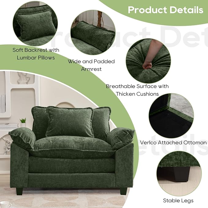 Oprisen Modular Sectional Sofa, Comfy Cloud Couch Sectional Sofa, Chenille Sofa - Image 6