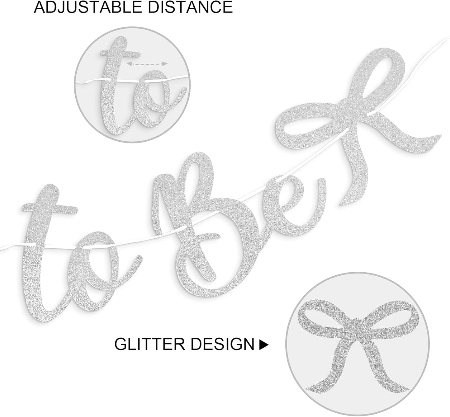 Bride to Be Banner, White Bride to Be with Bow Glitter Bachelorette Bridal Party Banner BRIDE TO BE Sign for White Bachelorette Bridal Shower Wedding Engagement Hen Party Decorations