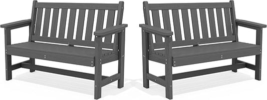 SERWALL Outdoor Bench, HDPE Outdoor Benches Weatherproof, 2-Person Garden Bench by SERWALL