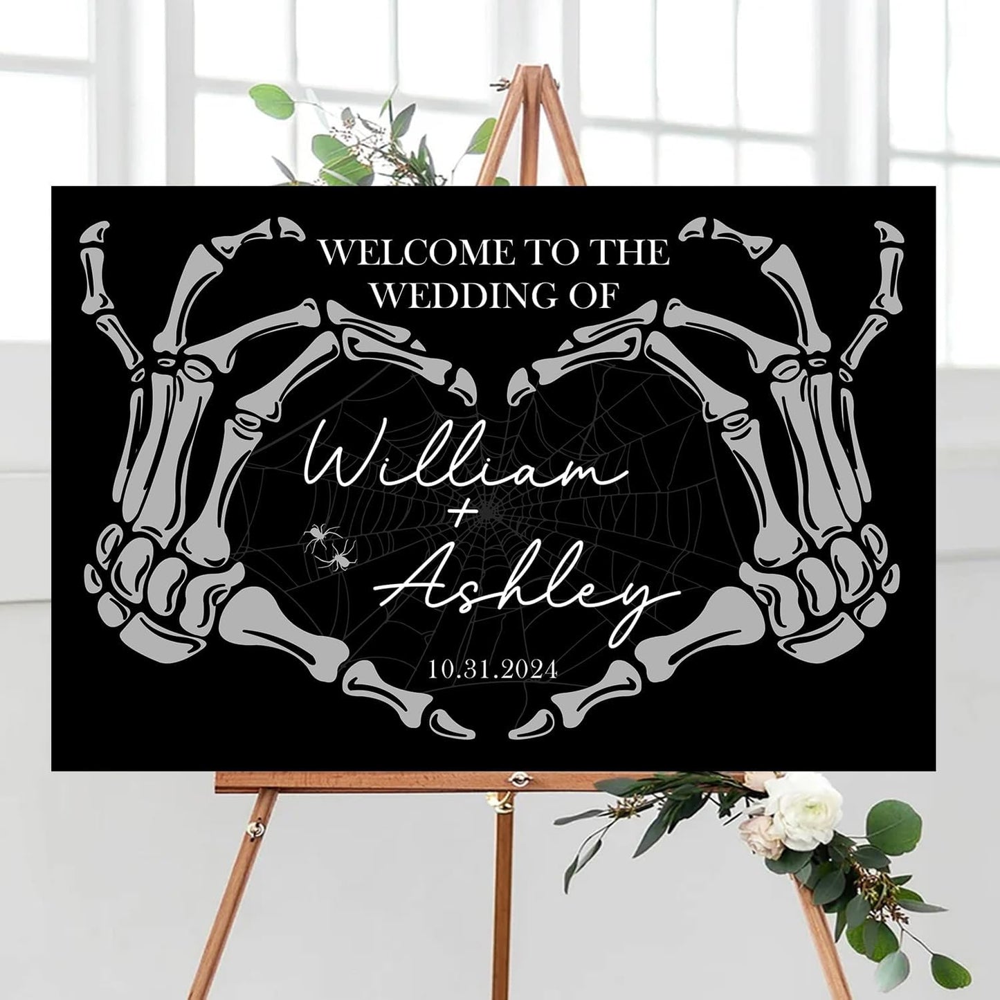 Welcome To Our Wedding Sign, Black Wedding Welcome Sign, Gothic Wedding, Wedding Sign Halloween Wedding, Skull Wedding Sign, Gothic Love Wedding Welcome, Gothic Wedding Welcome Sign