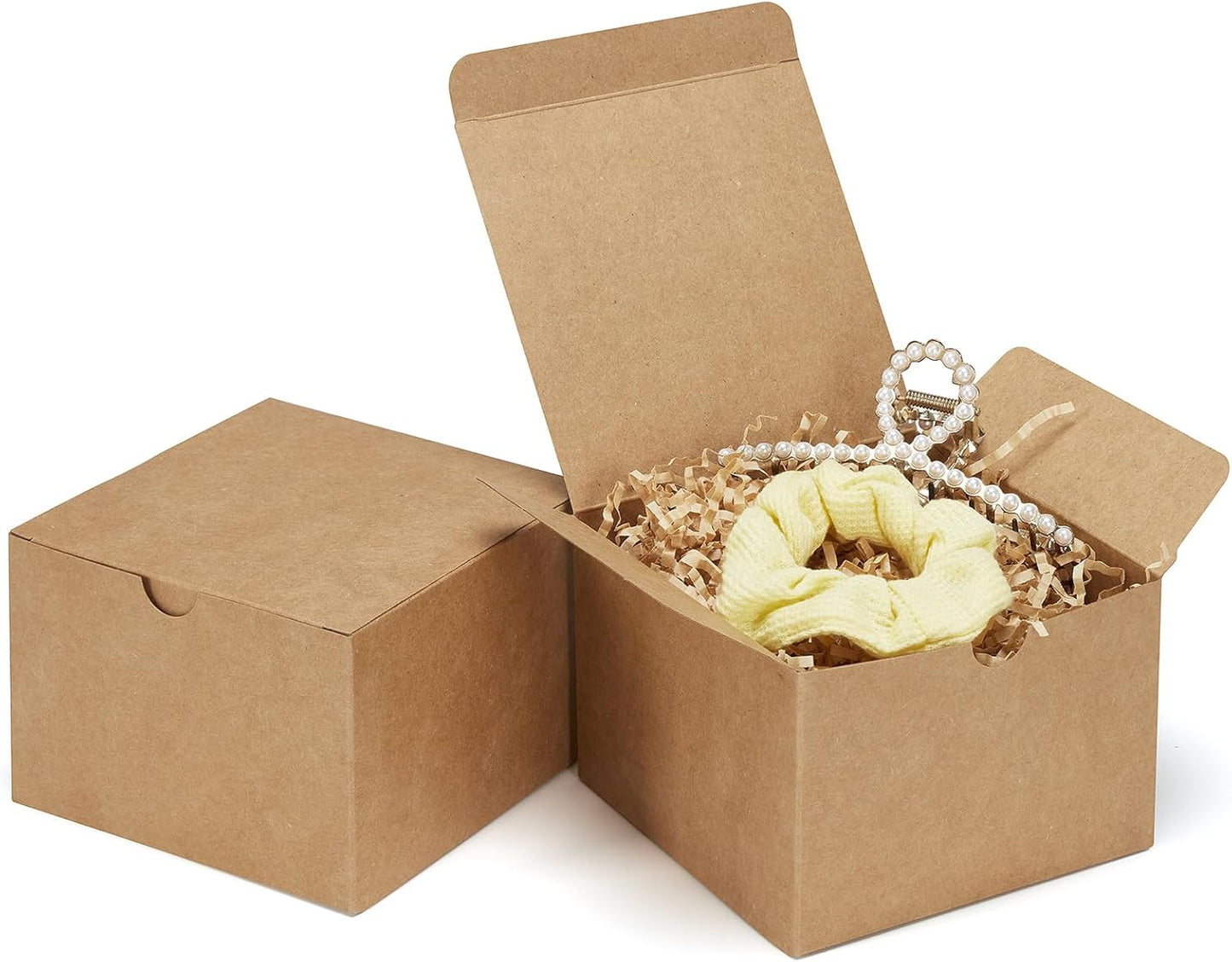 Eupako Brown Gift Boxes 5x5x3.5 25 Pack Kraft Paper Gift Boxes with Lids for Gifts, Crafting, Wedding, Birthday, Party, Cupcake