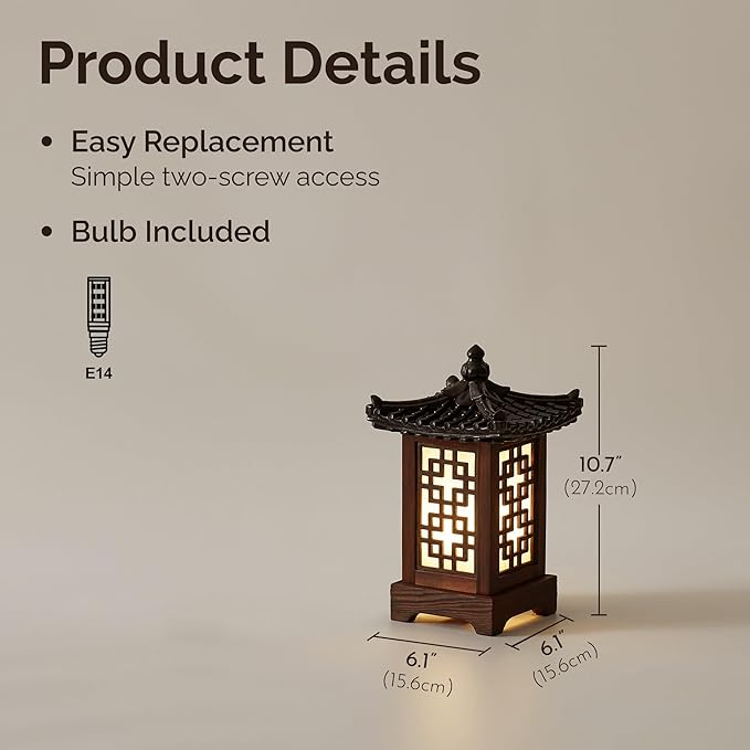 Traditional Korean Wood Lamp | Handmade Asian Oriental Table Lantern | Bedside - Image 5