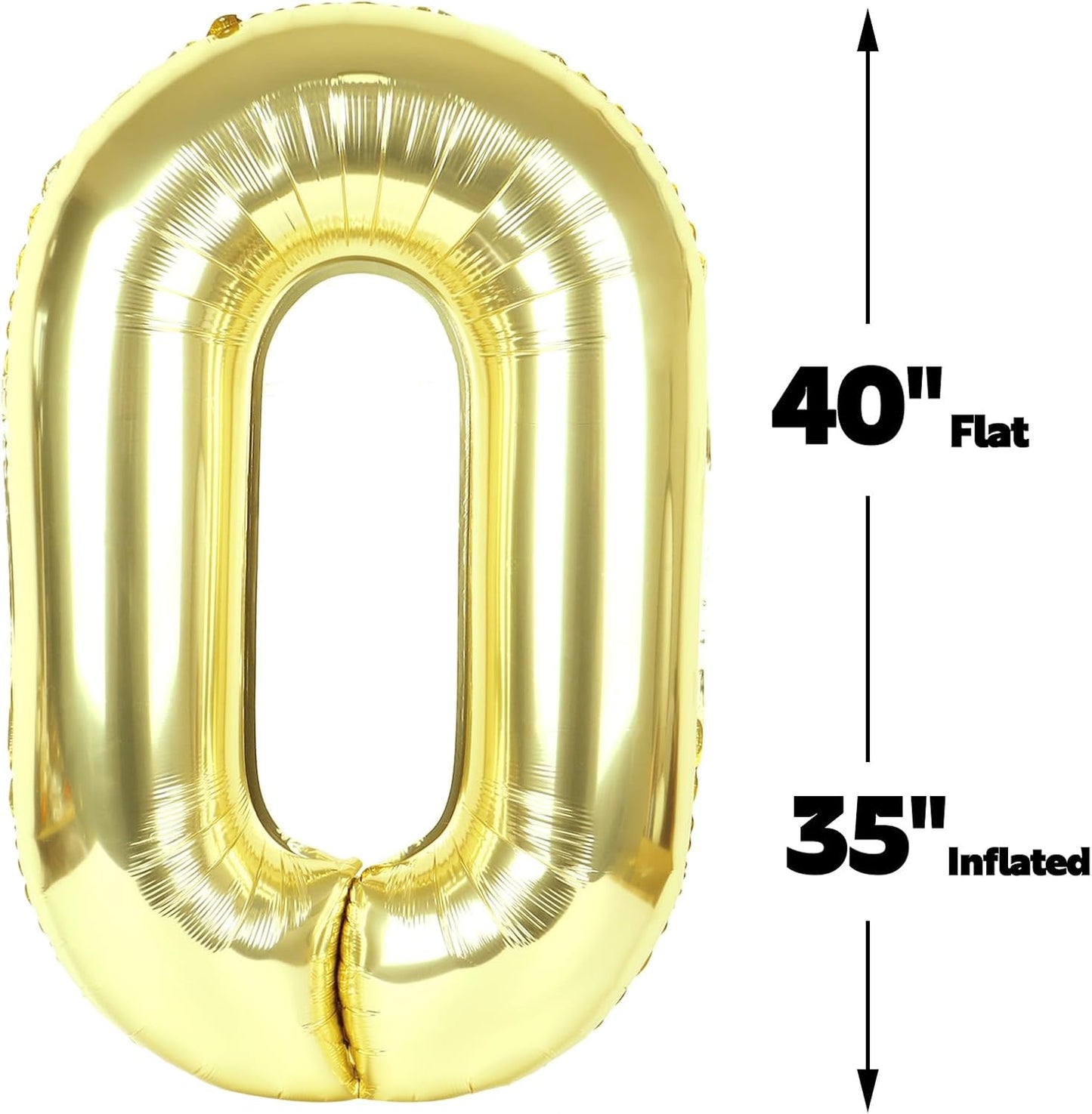 Champagne Gold 40 Inch 0 Number Balloons, 0 Decorations for 10 20 30 40 50 60 70 80 90 100 Birthday, 2026 Light Gold Foil Giant Birthday Graduations Anniversary Party Balloon