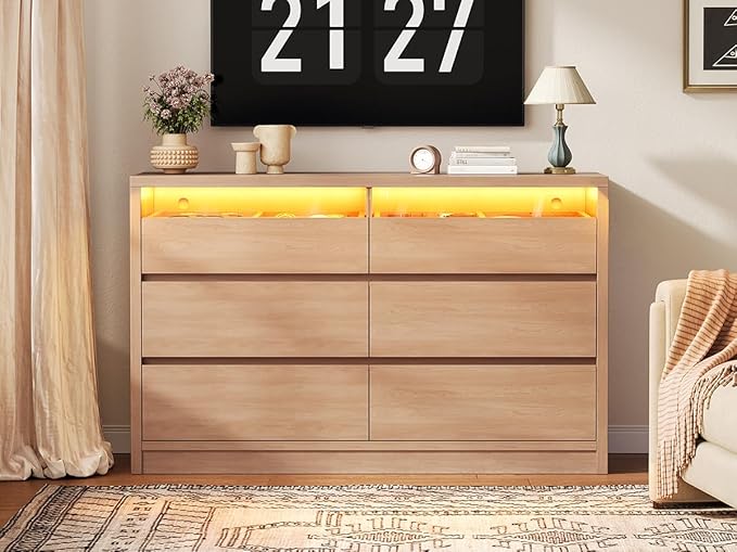 Jocoevol Modern LED 6 Drawer Dresser - Image 9