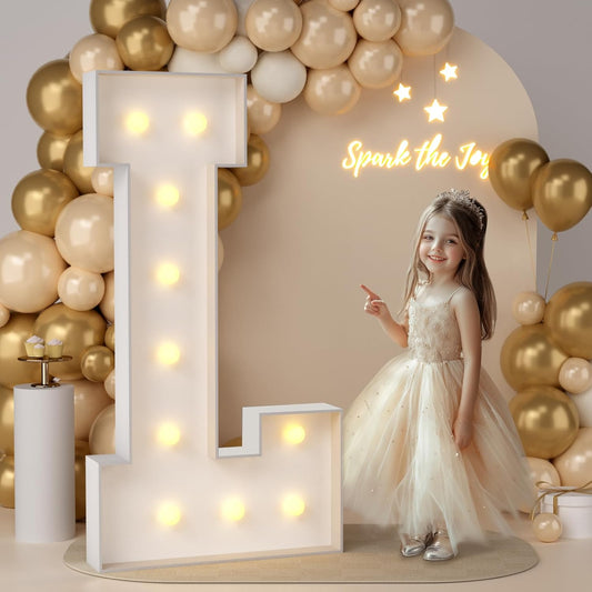JoyMuse 4FT Marquee Light Up Letters,Large Marquee Letters 4 Feet Tall for Marry Me Proposal Decorations Big 4FT Letters with Lights for Baby Shower Party Decor, Letter L