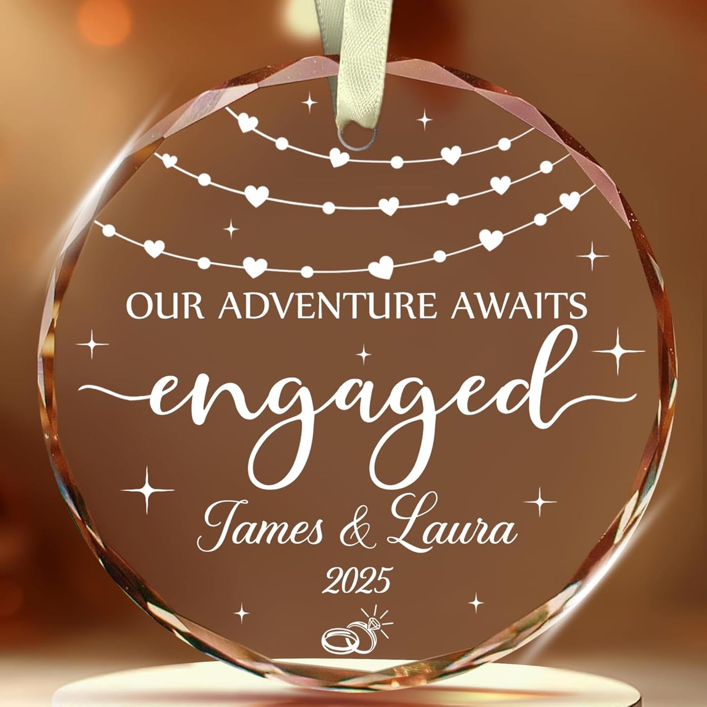 Personalized Engagement Christmas Ornament 2025 - Gifts For Newlywed Couples - Happy Engagement Gifts - Wedding Gift For Newlywed Couple, Bride And Groom