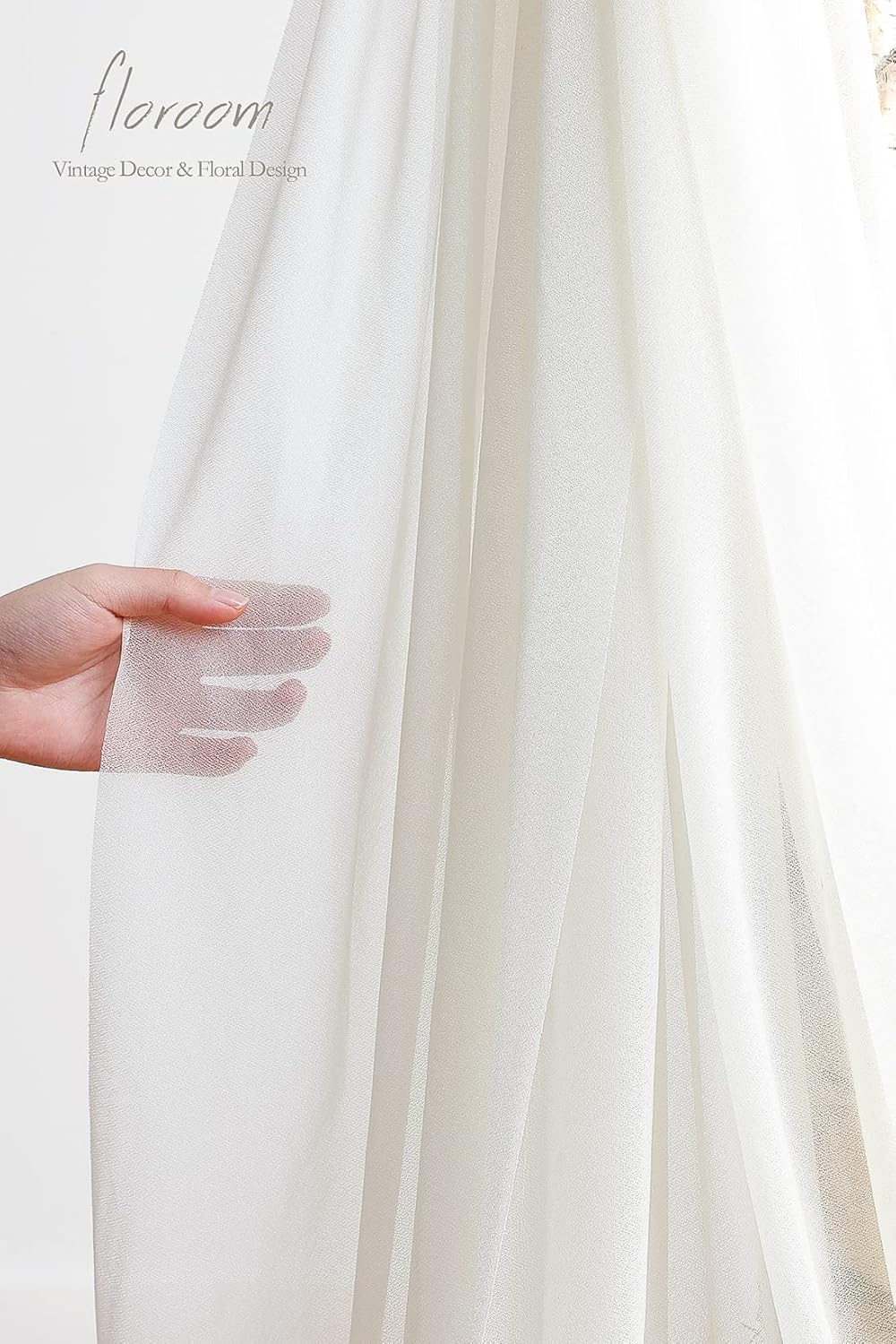 Floroom Wedding Arch Draping Fabric 2 Panels 20Ft Ivory Chiffon Fabric Drapes Arbor Drapery Wedding Ceremony Reception Swag Decorations