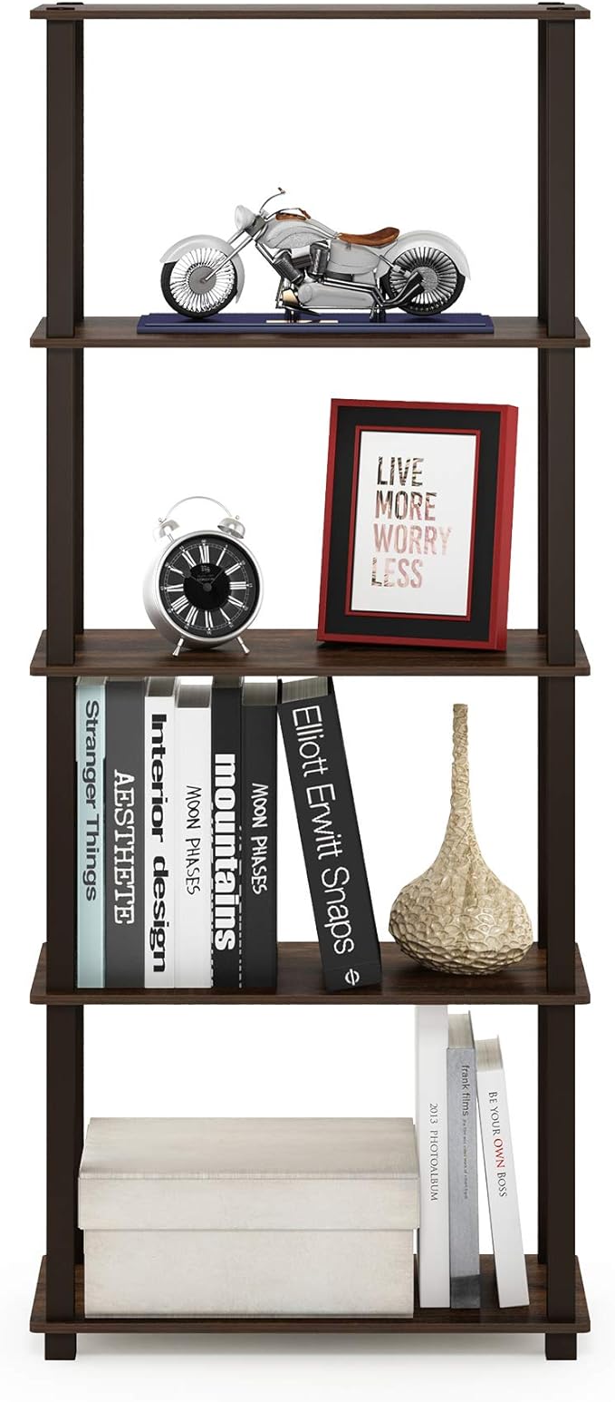 Furinno TURN-S-TUBE Book Shelf, 5-Tier Toolless Storage Shelves - Image 4