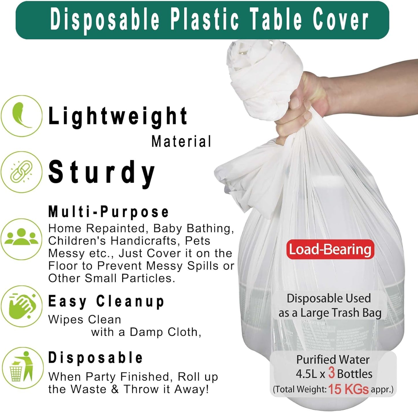 Brown Plastic Tablecloths 2 Pack Disposable Table Covers 54 x 108 Inch Party Tablecovers PEVA Coffee Table Cloths for BBQ Picnic Birthday Wedding Parties 8 ft Rectangle Table Use