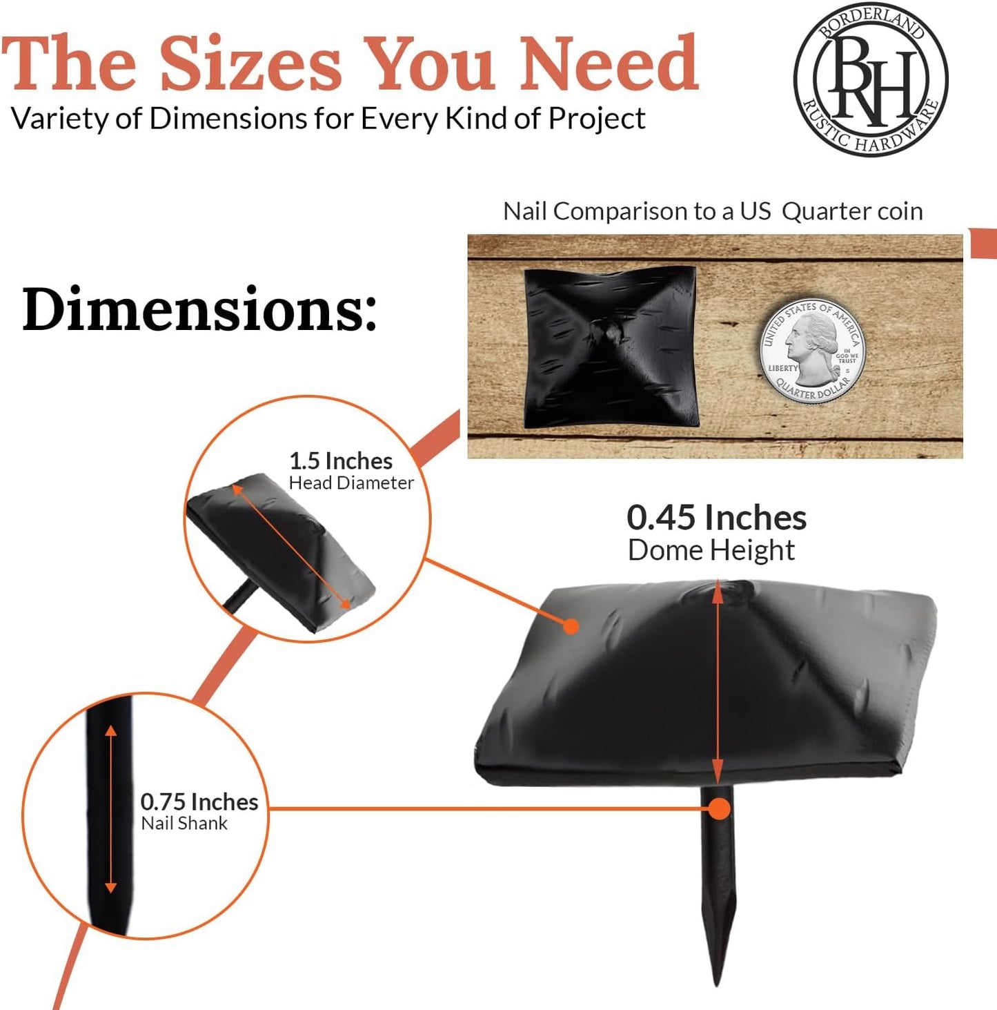 10 Pack 1.5" Square Head Iron Clavos Decorative Nails – Black – Handmade Rustic Square Fasteners for Farmhouse Shutters, Faux Wood Beams, Barn Doors, Shutters, and Gates – Ornamental Wood Accent