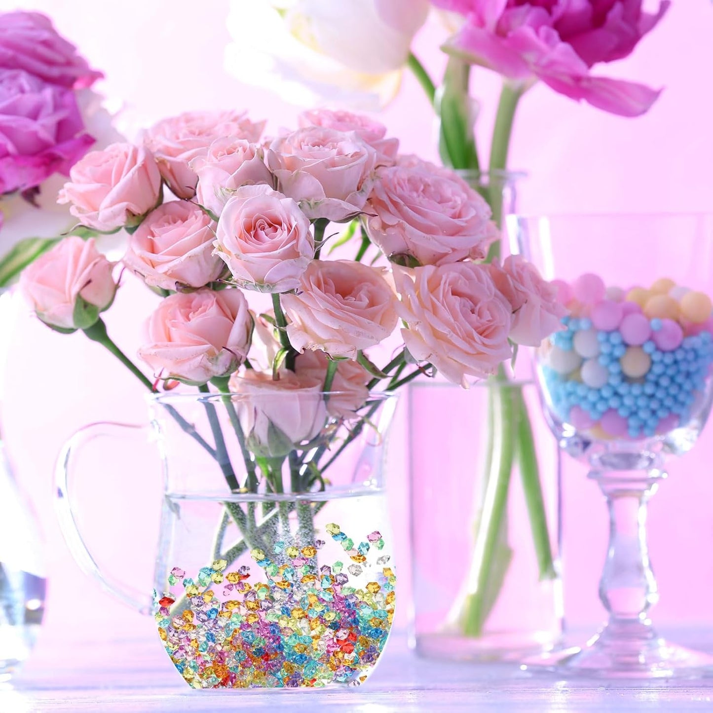 uxcell 1000pcs Fake Ice Rocks, Dazzling Clear Resin Crushed Ice Sparkling Fake Diamonds Gem Stones for Vases Fillers Table Scatter, Theme Party Favors, Purple