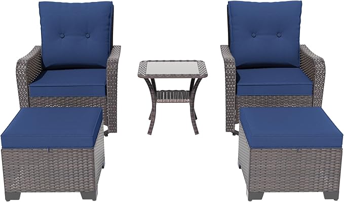 ALAULM 5-Piece Outdoor Swivel Rocking Chair Set - Image 7