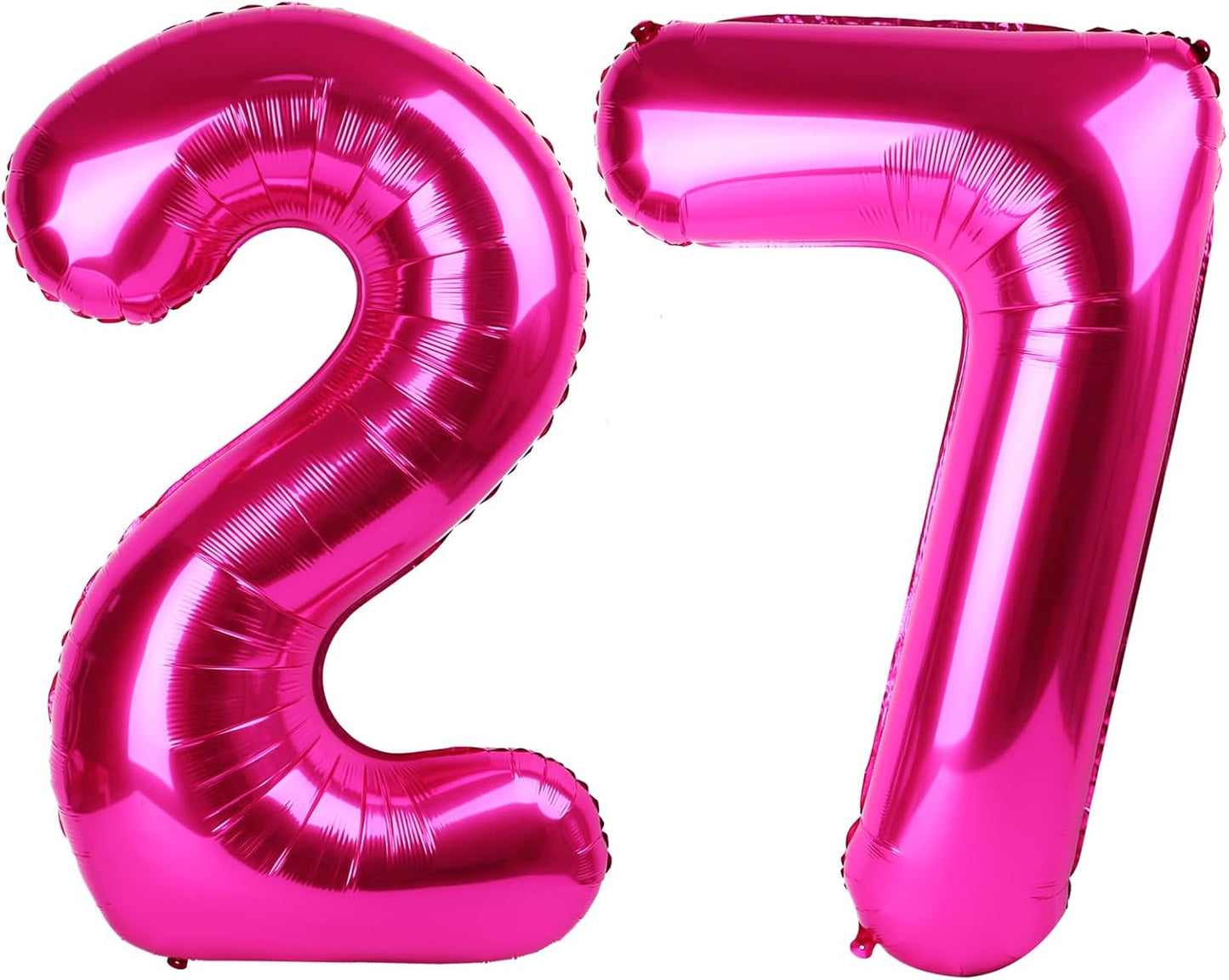 Hot Pink Number 27 Birthday Balloon 40 Inch, Digital Balloons for 27 Party Celebration Decorations Supplies, Mylar Foil Numbers Balloon for 27 Wedding Anniversary