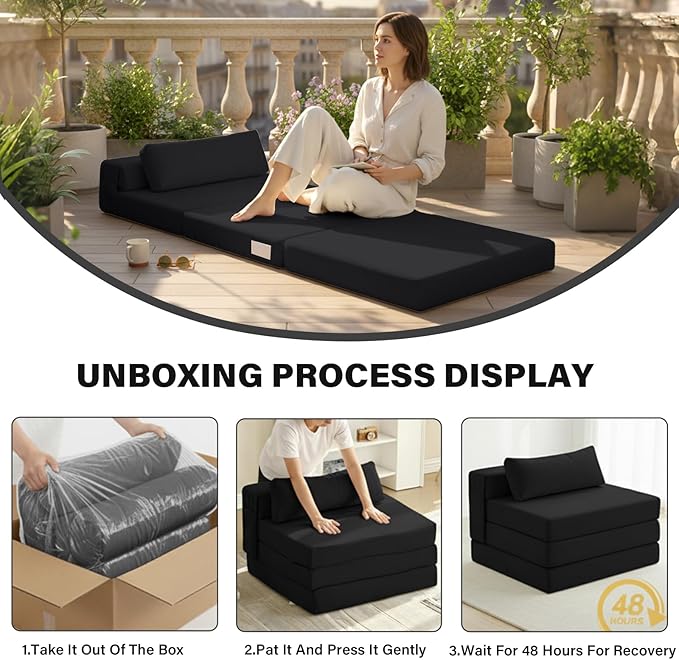 Tiita Folding Sofa Bed Chair, 4-Fold Convertible Sleeper Chair - Image 9