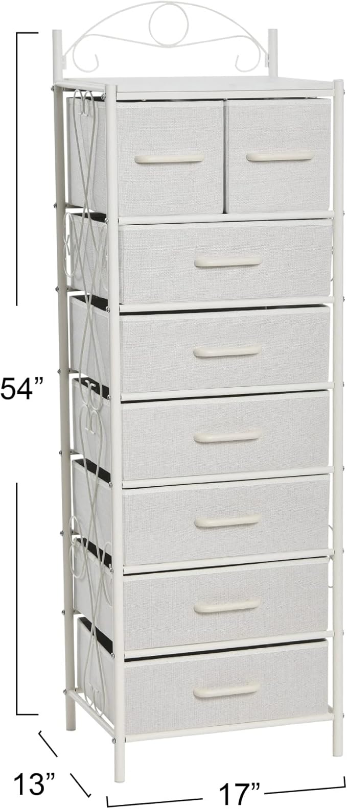 Household Essentials Scandinavian White Iron & Wood Tower Dresser - Image 3