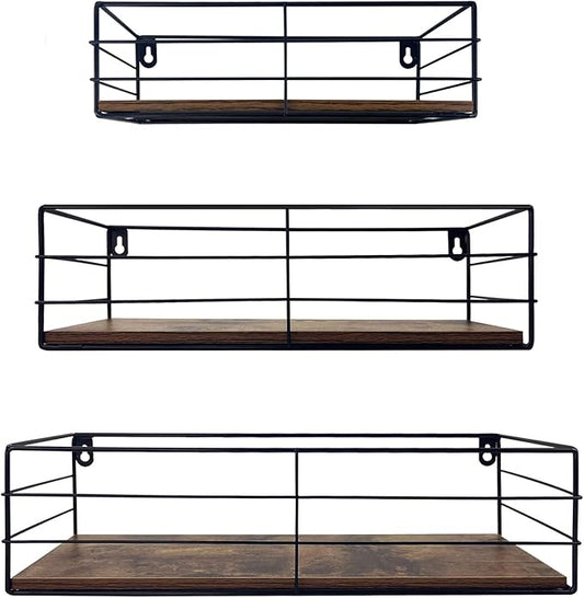 CRUGLA Floating Shelves Wall Mounted Set of 3, Hanging Storage Wall Shelf by CRUGLA