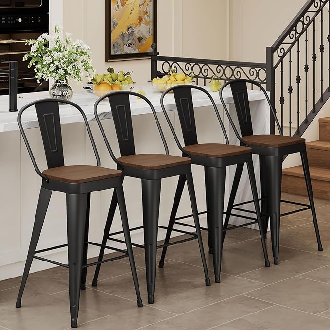Andeworld Metal Bar Stools Set of 2, 26 inch Counter Height Barstools - Image 8