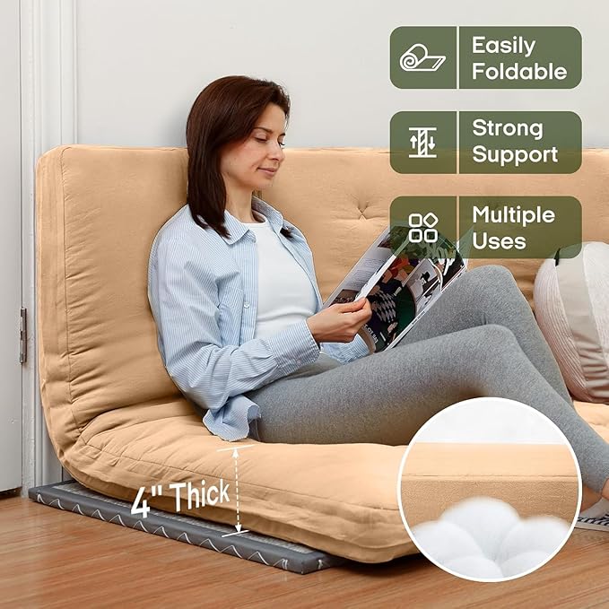 ZonLi Japanese Floor Futon Mattress Twin Size 75"x 39", 100% Cotton Cover 4'' - Image 2