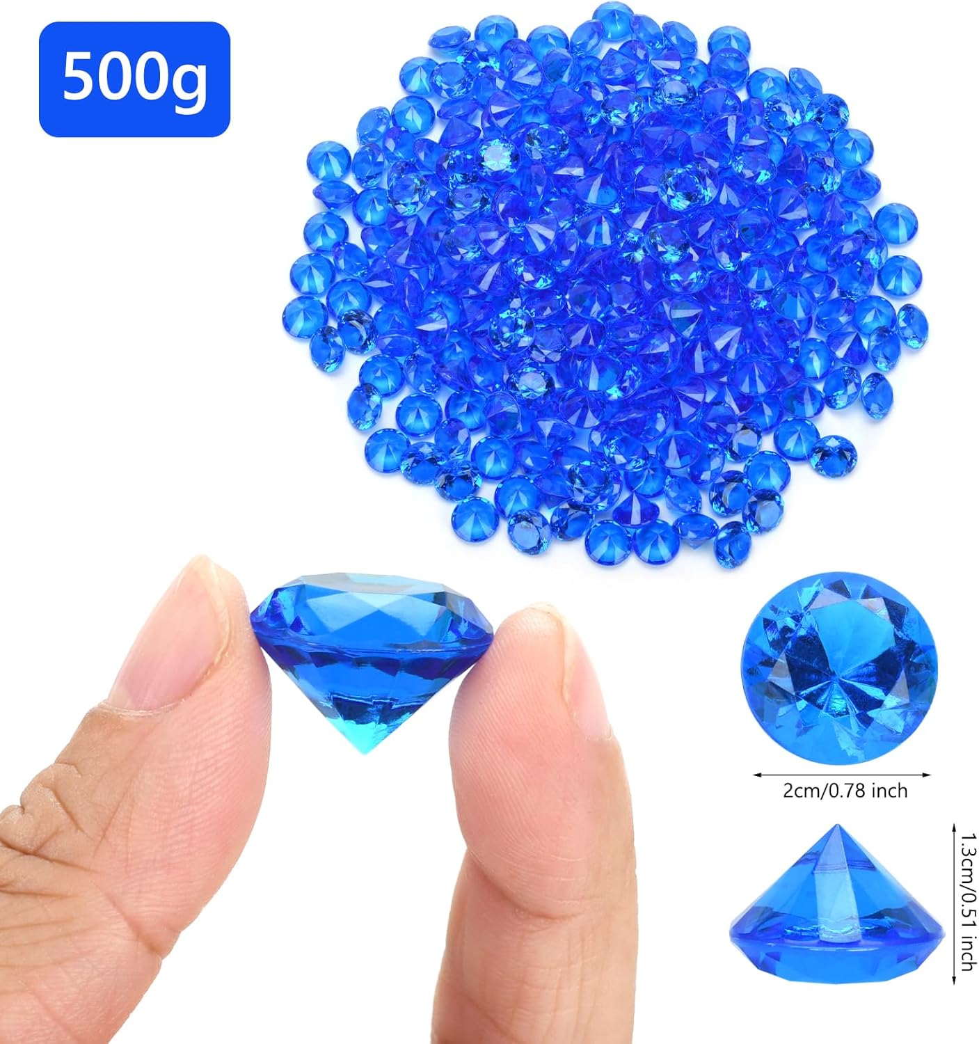 Fake Diamond Christmas Decoration, 280 pcs 20 mm Acrylic Diamond for Table Scatters Vase Fillers Blue