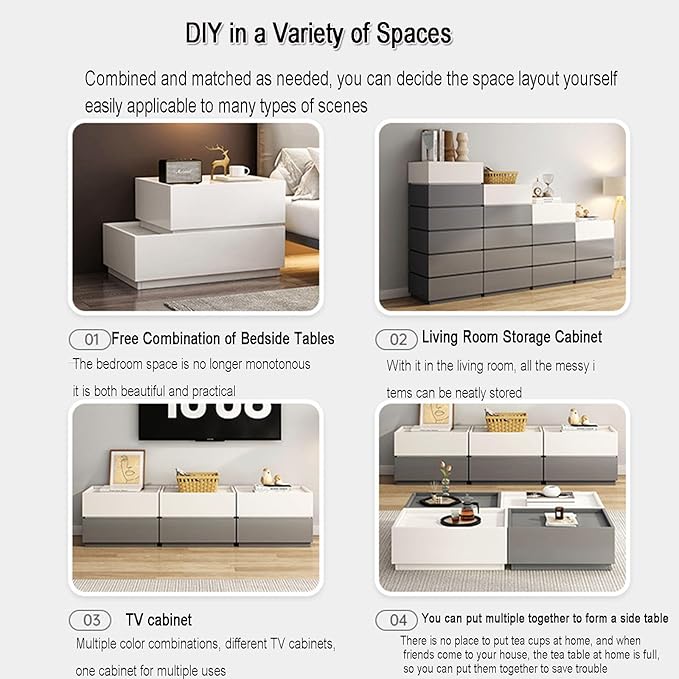 Bedside Table with Drawers DIY Simple Bedside Storage Cabinet Multifunctional - Image 7