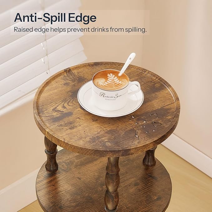 HOOBRO Round Side Table for Small Space, 3-Tier Small Round End Table - Image 6
