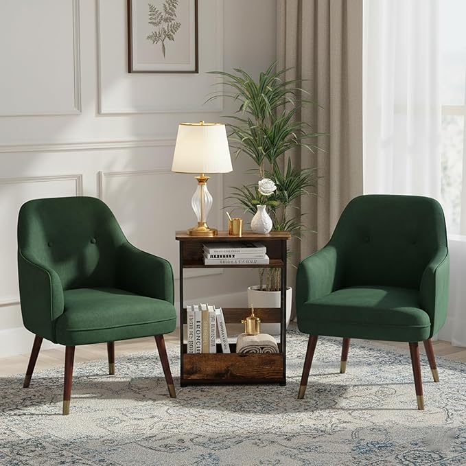 Vintage Narrow Side Table with Storage Shelf, 3 Tier Slim End Table Modern Sofa - Image 8