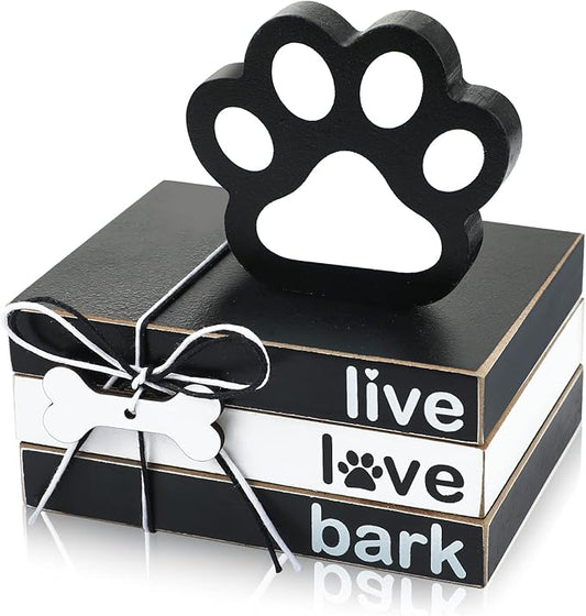 Pinkunn 4 Pcs Dog Paw Tiered Tray Decor Paw Wooden Book Block by Pinkunn