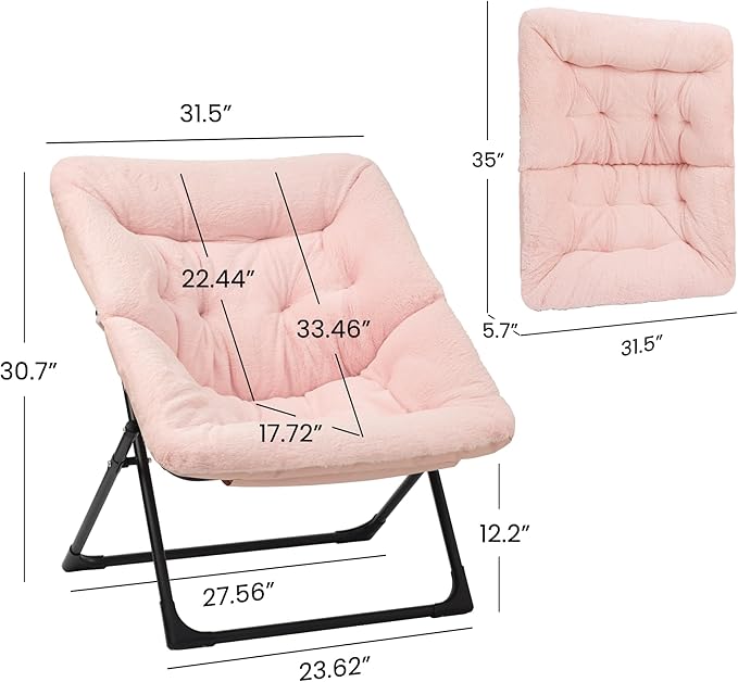 Comfy Saucer Chair for Adults, Soft Faux Fur Bedroom Chair, Accent Dorm Chairs - Image 3