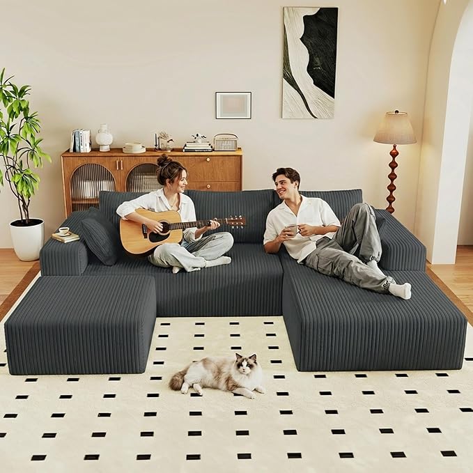 95" Cloud Sectional Couch U-Shaped Chaise - Image 6