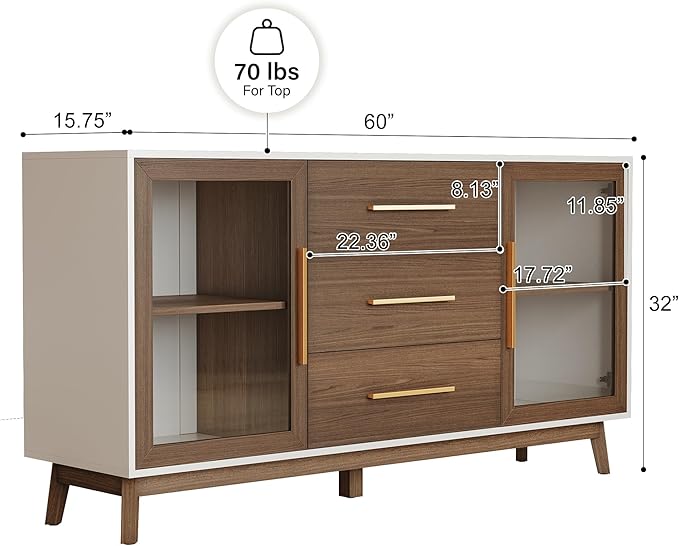 BELLEZE 60‘’ Sideboard Buffet, Console Table - Image 2