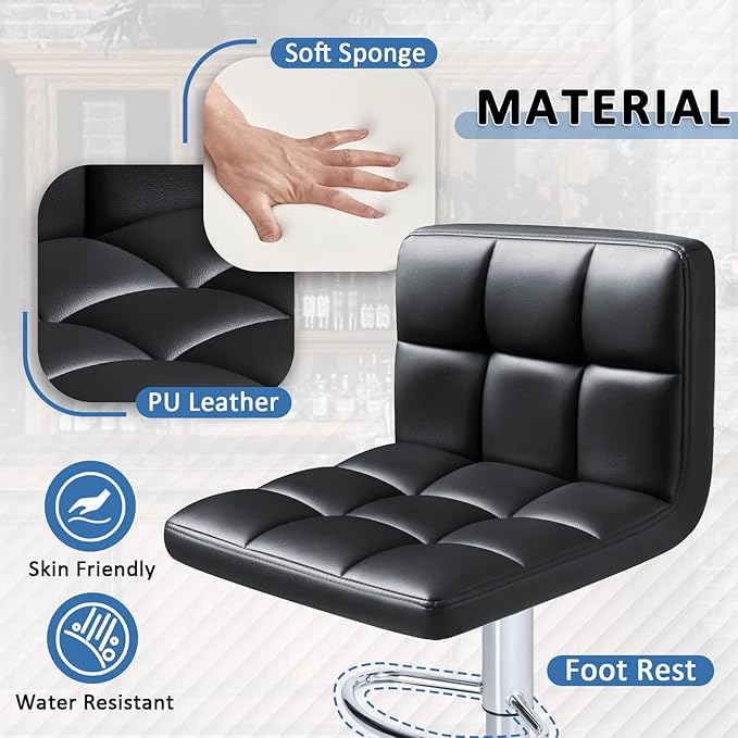 Homall Bar Stools Modern PU Leather Adjustable Swivel Barstools, Armless - Image 4