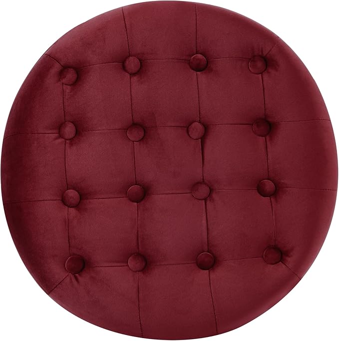 Homepop Home Decor | Upholstered Round Velvet Tufted Foot Rest Ottoman | Ottoman - Image 10