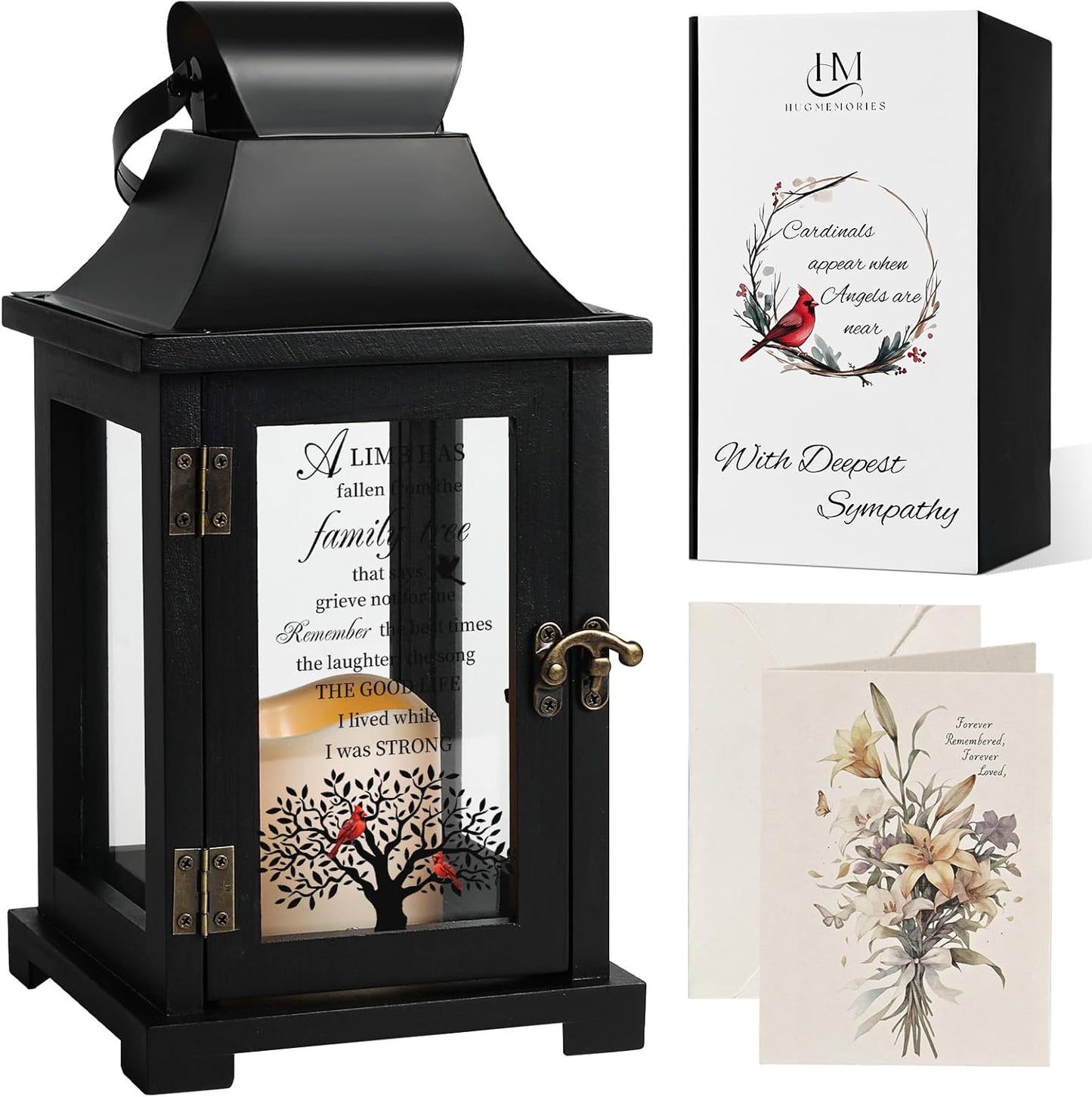 Memorial Lantern - Bereavement Sympathy Gifts for Loss of Loved One Mother Father, Thoughtful Funeral Gifts in Memory of Loved One with LED Candle