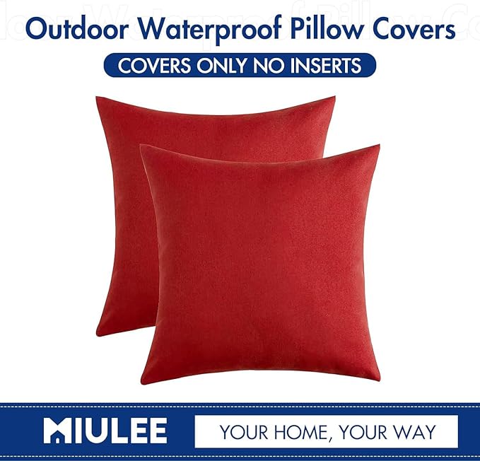 MIULEE Pack of 2 Decorative Outdoor Solid Waterproof Throw Pillow Covers Faux - Image 6