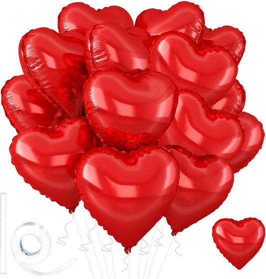 Red Heart Ballloons,18 Inch Bright R Foil Love Heart Shaped Balloons 12Pcs Red love balloon for Anniversary Wedding Birthday Party Baby Shower Valentines Day Decorations(12Pcs)
