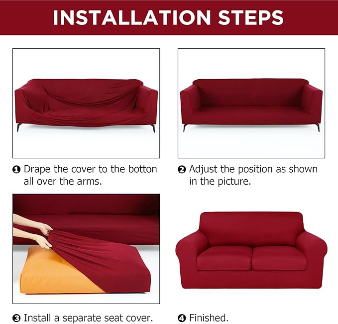 HunnmingRe Sofa Covers for 3 Cushion Couch Stretch Sofa and Loveseat Covers Set - Image 3