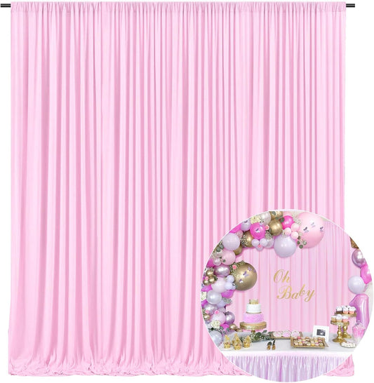 10 x 10 Feet Light Pink Backdrop Curtain for Partie, Background Curtains for Photoshoot, Birthday, Wedding, Halloween, Thanksgiving, Christmas Day, New Year Party Decorations 5Ft x 10Ft, 2 Panels