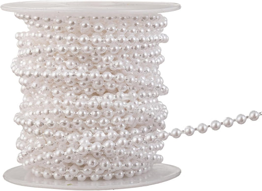 3mm Millet Beads Crafts Faux Pearl Beads Garland Pearl Bead Roll Strand of Pearls to Decorate Floral Centerpieces Wedding Party Favor Christmas Tree(33 Feet White)