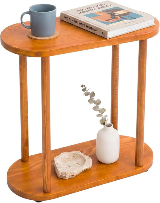 Oval Solid Wood Narrow Side Table, Slim End Table, Small Coffee Table by GENESISWOODESIGN