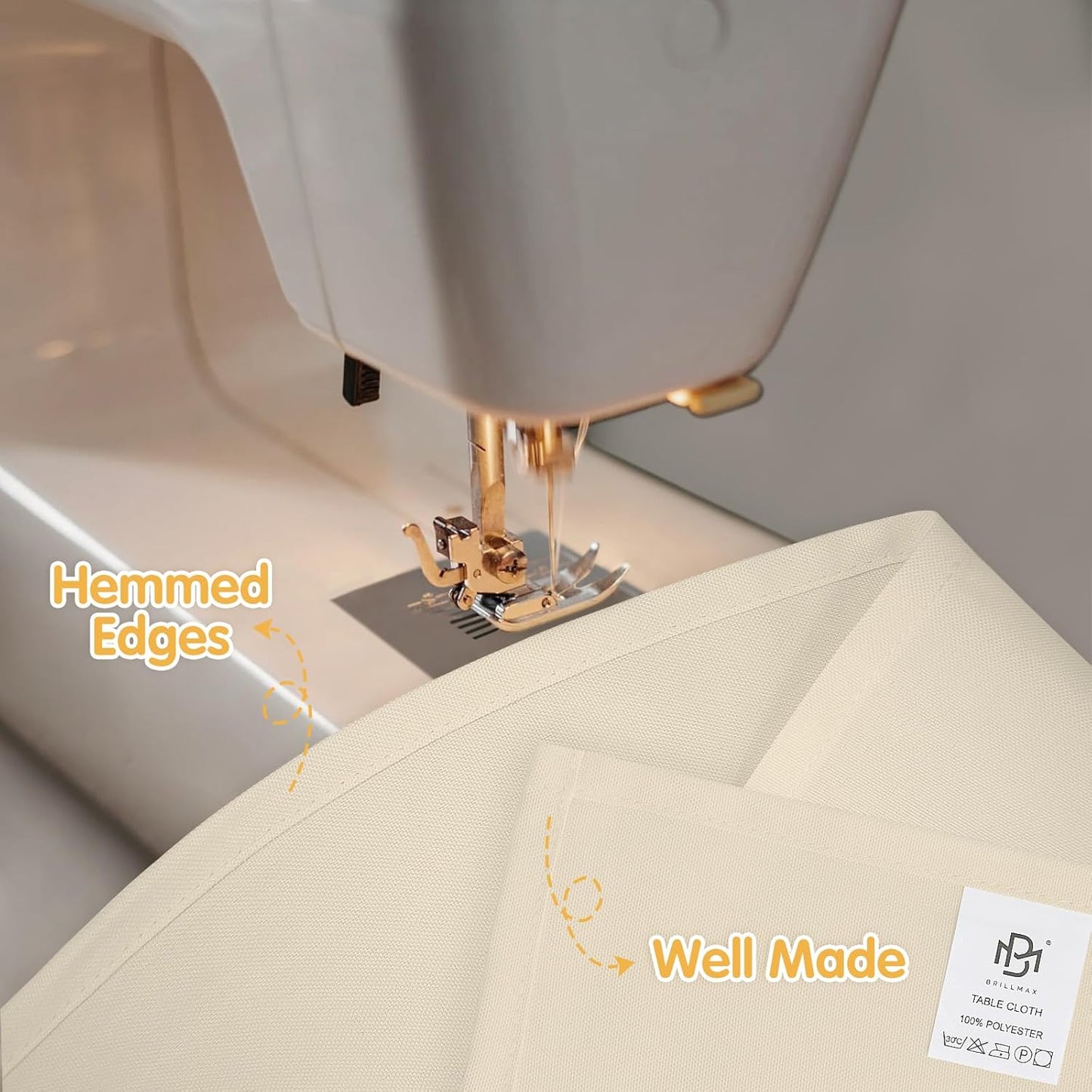 BRILLMAX 6 Pack Beige Tablecloths for 8 Foot Rectangle Tables 90 x 156 Inch - 8ft Rectangular Bulk Linen Polyester Fabric Washable Cloth Cover for Wedding Reception Banquet Birthday Party