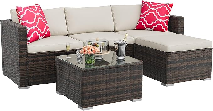 5-Piece Outdoor Sectional Sofa Set, All-Weather PE Rattan Patio Furniture - Image 9