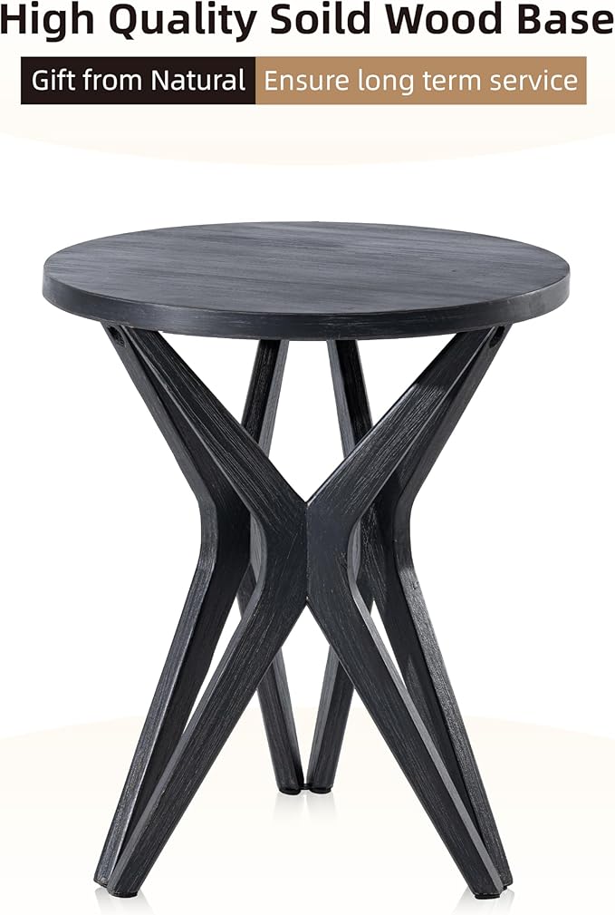 Pedestal Farmhouse End Table, Distressed Top - Image 4